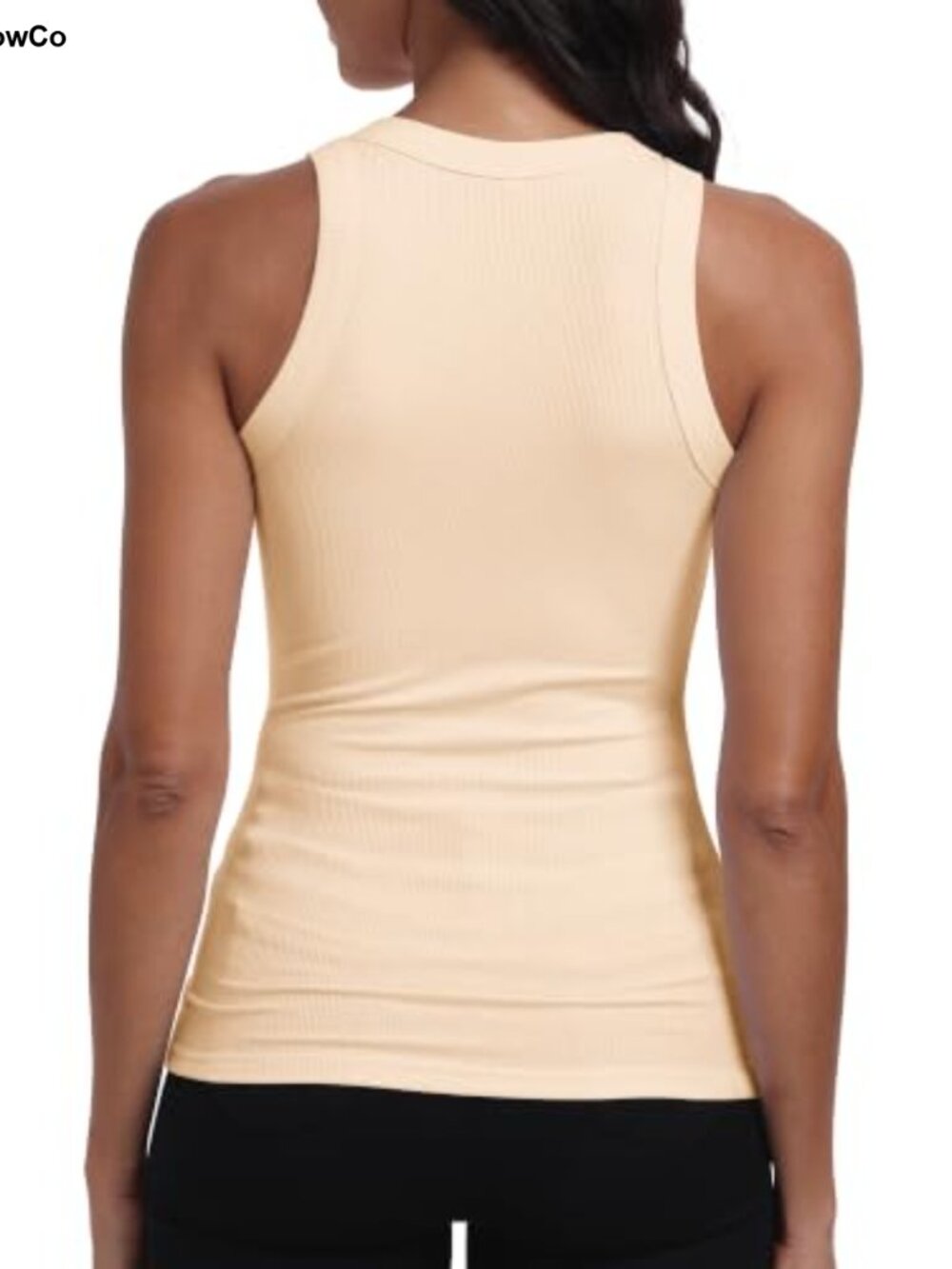 Sleeveless Racerback High Neck Ribbed Fitted Tank Top - Picture 2 of 6